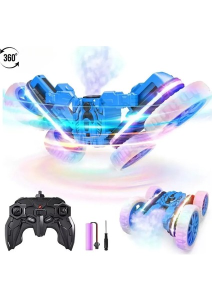 Uzaktan Kumandalı Duman Çıkaran Takla Atan Ful Fonk. 360 Derece Dönüşlü Akrobat Araç