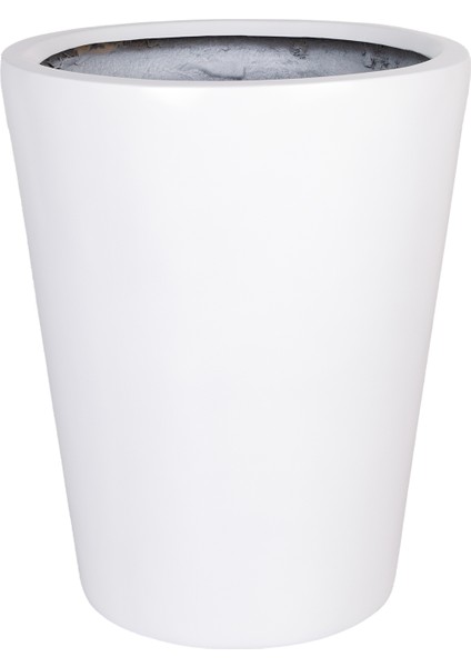 Fiber Saksı Düz Konik Küçük Beyaz 45X37,5 Cm.