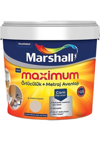 Maximum Ipek Mat Silikonlu Iç Cephe Boyası 2.5 Lt Grej 10341