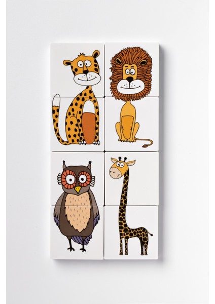 Manyetik Blok Iki Parçalı Baby Puzzle - 8 Sevimli hayvan Figürü Yapboz