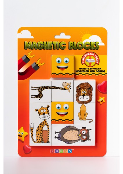Manyetik Blok Iki Parçalı Baby Puzzle - 8 Sevimli hayvan Figürü Yapboz
