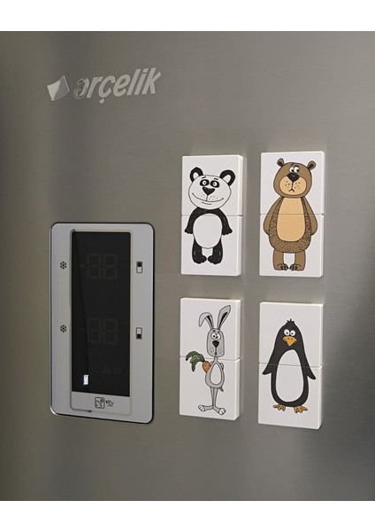 Manyetik Blok Iki Parçalı Baby Puzzle - 8 Sevimli hayvan Figürü Yapboz