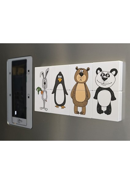 Manyetik Blok Iki Parçalı Baby Puzzle - 8 Sevimli hayvan Figürü Yapboz