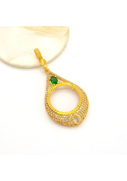 Yarım Altın Çerçeveli Kolye Ucu Altın Kaplama Damla Model TGR-624 modelleri