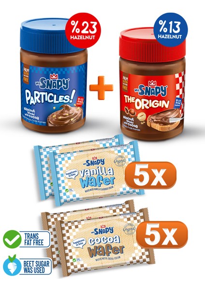 The Origin %13 Fındıklı X1 +Particles %23 Fındık Parçacıklı X1+200 gr Vanilya X5+ Kakaolu Gofret X5