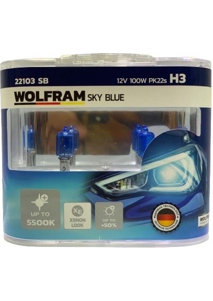 12V H3 Ampul 100W Beyaz Işık 5500K Germany (2 Ad)