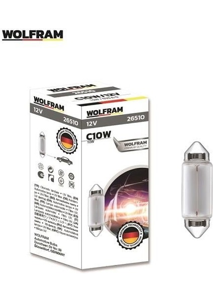 12V Sofit Ampul 10W Uzun Tip (41 Mm) Germany