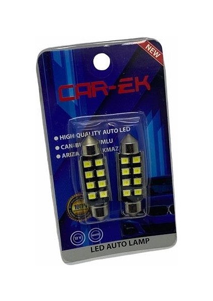 12V Sofit Ampul 8 Ledli Beyaz (39 Mm) (2 Ad)