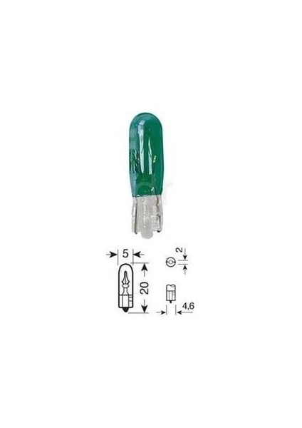 12V Dipsiz Ampul T5 1.2W Yeşil