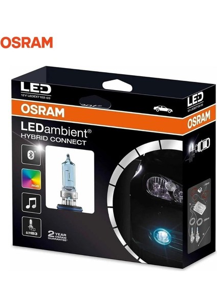 12V Hb3 Ampul (7 Renkli LED Ambiyans--Sese Duyarlı-Bluetooth)