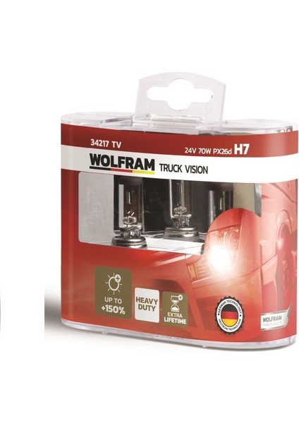 24V H7 AMPUL 70W %150 FAZLA IŞIK TRUCK LIGHT (2 AD) GERMANY