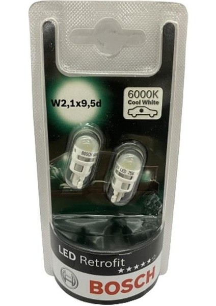 12V DİPSİZ T10 LED AMPUL 6000K (2 AD)