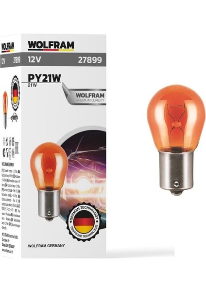 12V 93 AMPUL 21W SARI (DÜZ TIRNAK) GERMANY