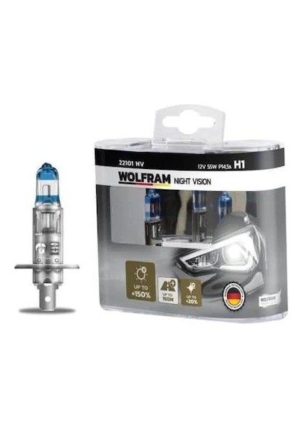 12V H1 AMPUL 55W +%150 FAZLA IŞIK NIGHT VISION GERMANY (2 AD)