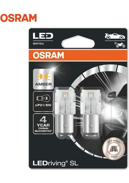 12V 1016 Ampul LED 21/5W Çift Duylu Turuncu (2 Ad)