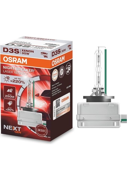 Xenon Ampul D3S 35W +%220 Fazla Işık +%20 Beyaz Işık 4400K