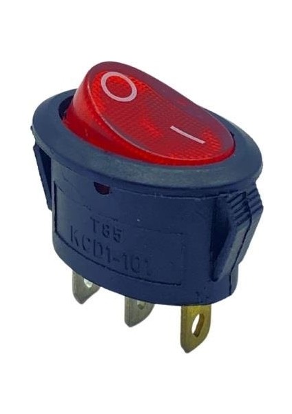 TUŞLU ANAHTAR MİNİ OVAL IŞIKLI (3 FİŞ) (ON-OFF) KIRMIZI