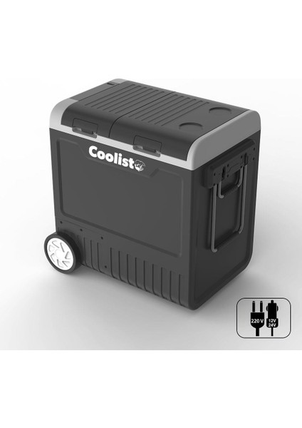 Clk65w 12/24volt 220volt 65 Litre Çift Bölmeli Tekerlekli Outdoor Kompresörlü Oto Buzdolabı/Dondurucu