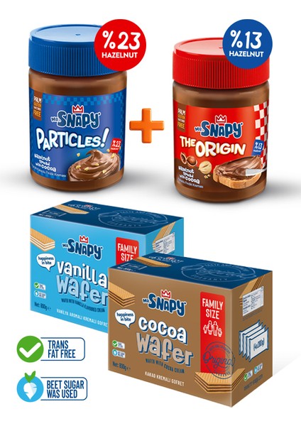 The %13 Fındıklı x1 +Particles %23 Fındık Parçacıklı x1+800 gr Vanilya x1+ Kakaolu Gofret x1