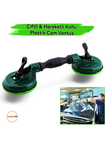 Çiftli Cam Vantuzu Vakumlu Fayans Ahşap Tutucu Taşıma Araba Kaporta Göcük Çektirme 2'li Plastik