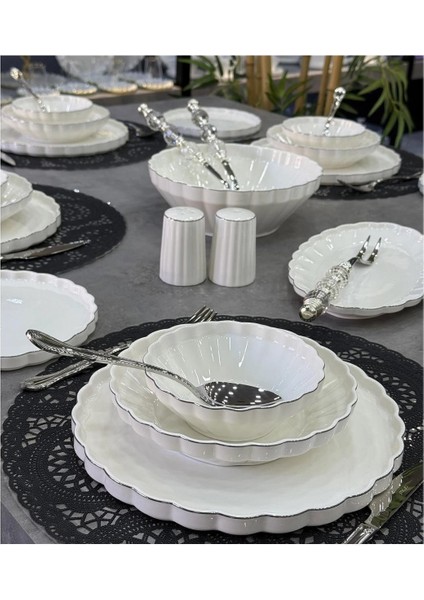 29 Parça Porselen Yemek Takımı Platin 24S02