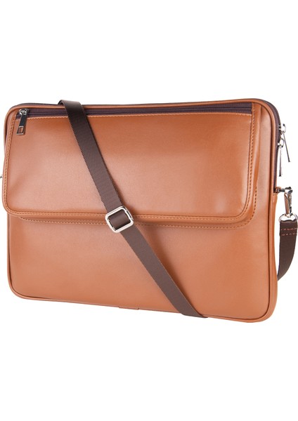 S.Deri Laptop Çantası,Tablet Çantası,13.3'' Inç,n,Omuz ve Valiz Askılı,Aksesuar ve Evrak Cepli,24*34*2 cm.,Taba