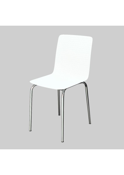 Casella Dalmi Krom Metal Ayak Plastik Beyaz Sandalye Mutfak Salon Çalışma Sandalyesi 1 Adet Beyaz