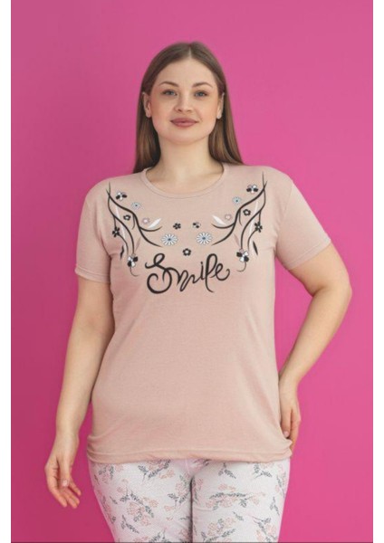 X-Dreamy Büyük Beden Pamuklu Çiçekli Kısa Kollu Pijama Takımı modelleri