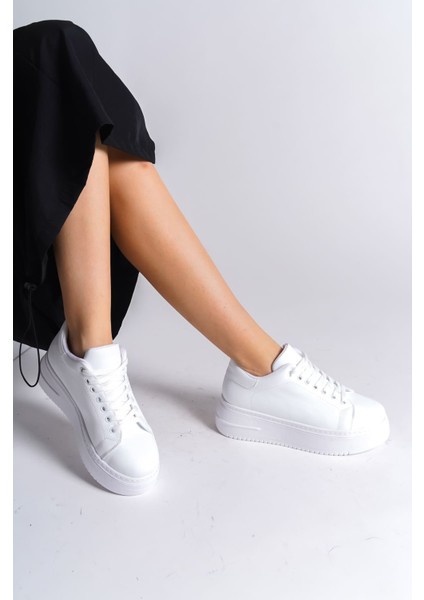 Lyon Bağcıklı Ortopedik Rahat Beyaz Kadın Sneaker - Beyaz fiyatları
