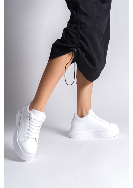 Lyon Bağcıklı Ortopedik Rahat Beyaz Kadın Sneaker - Beyaz modelleri