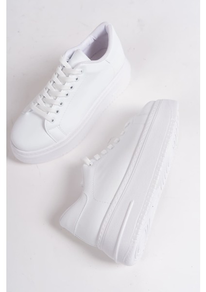 Lyon Bağcıklı Ortopedik Rahat Beyaz Kadın Sneaker - Beyaz indirimleri
