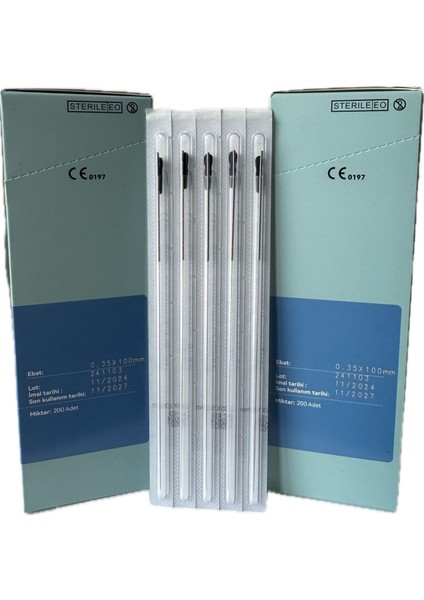 Akupunktur Iğnesi Kuru Iğne 0.35X100 mm 200LÜK Paket 2 Kutu 400 Adet