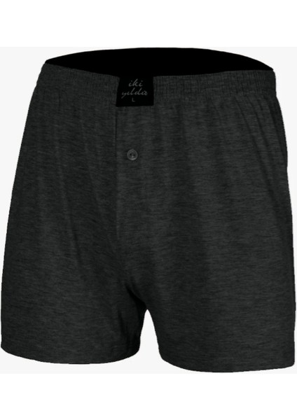 Erkek Siyah %100 Pamuk Penye Boxer