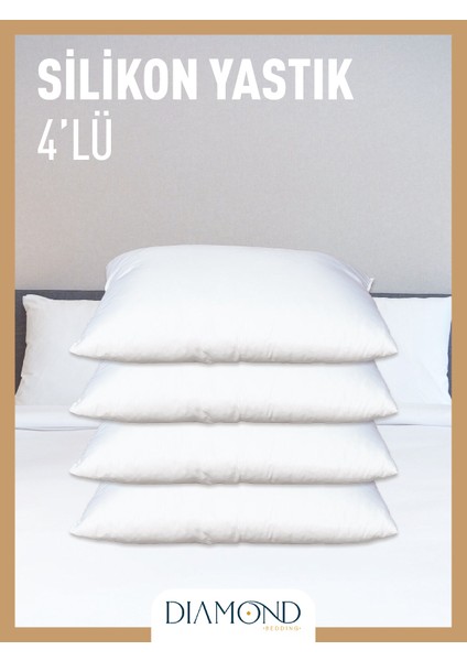 4 Adet Silikon Yastık 800 gr Mikrofiber Kumaş Silikon Elyaf Dolgulu Ev Otel 4'lü Çeyiz Yastığı modelleri