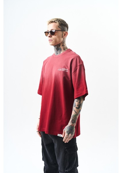 Erkek Pegasus Baskılı Oversize T-Shirt Bordo fiyatları