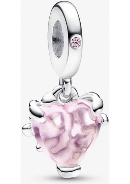 Pembe Aile Ağacı ve Kalp Sallantılı Charm NUR-CM00453