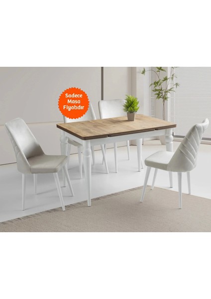 Yandan Açılır Büyüyen Yemek Masası Meşe-Beyaz 70 x 110 cm Sadece Masa Fiyatıdır