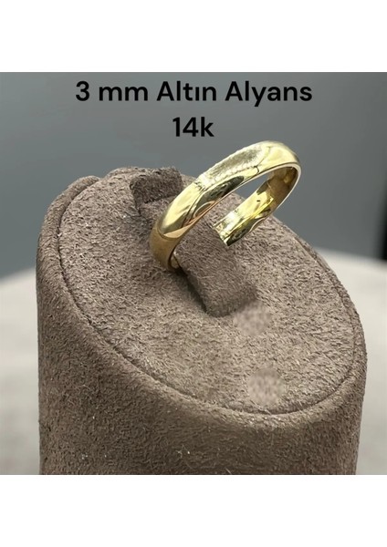 14 Ayar Altın Klasik Bombe Alyans 3 mm
