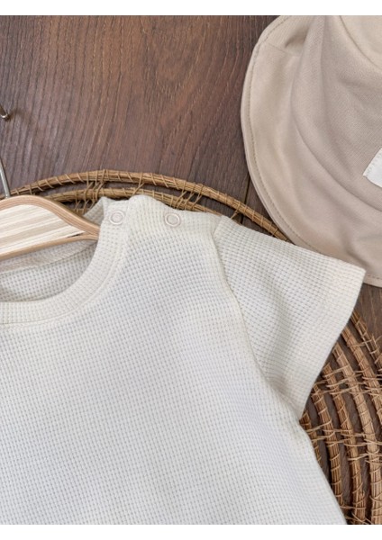 Safari Cep Detaylı Şapkalı Bebe Yaka Yazlık Erkek Bebek Takım