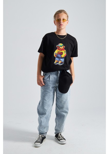 Teddy Bear Snow Beach Baskılı %100 Pamuk Erkek Oversize Çocuk Tişört fiyatları