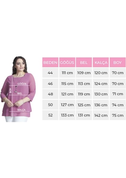 1934 Kolyeli Şifon Büyük Beden Şık Bluz Açık Pembe fırsatları