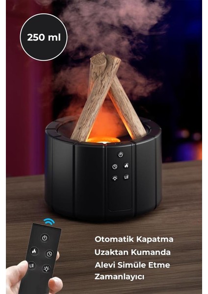 Kamp Ateşi Görünümlü Uzaktan Kumandalı Buhar Makinesi 250ML