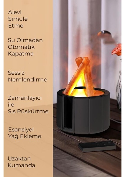 Kamp Ateşi Görünümlü Uzaktan Kumandalı Buhar Makinesi 250ML