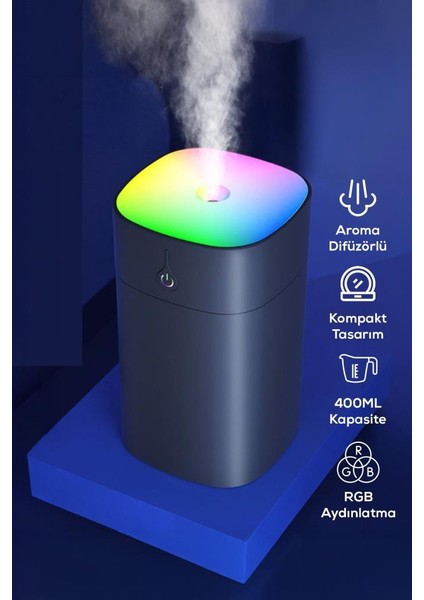 Hava Nemlendirici ve Rgb Işıklı Buhar Makinesi 400ML