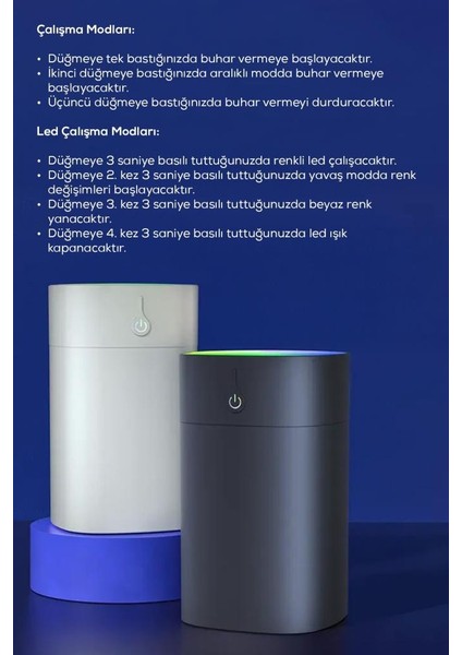 Hava Nemlendirici ve Rgb Işıklı Buhar Makinesi 400ML modelleri