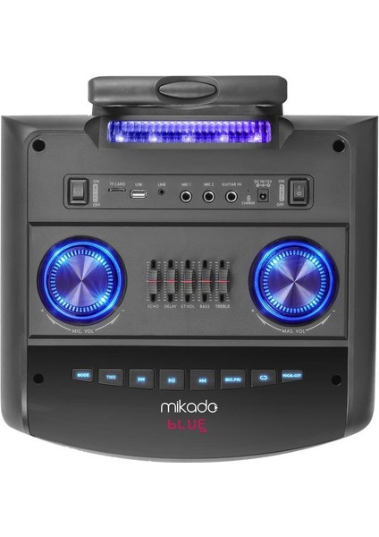 MD-90BT Bykalite Boomer 80W 2 Adet Uhf Mikrofonlu Usb+Tf+Aux+ Bluetooth Destekli Siyah Profesyonel Ses Sistemi
