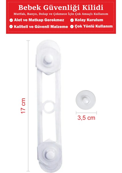 Alay Ticaret 15 Adet - 17 cm - Bebek Güvenlik Dolap ve Çekmece Kilidi