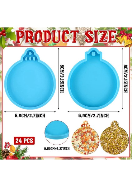 24 Parça Reçine Kalıpları 2 Stil Halatlı Noel Süsü Kalıbı Mavi (Yurt Dışından)