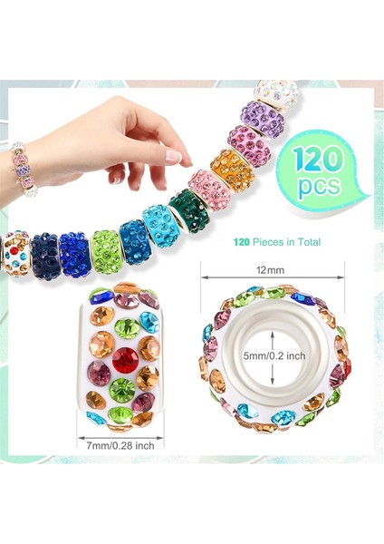 120 Adet Büyük Delik Boncuklar Yapay Elmas Boncuk Yapımı 12MM Kristal Charm (Yurt Dışından)