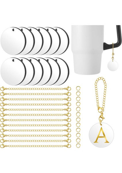 12 Set Süblimasyon Charm Isim Kimlik Charm Altın (Yurt Dışından)